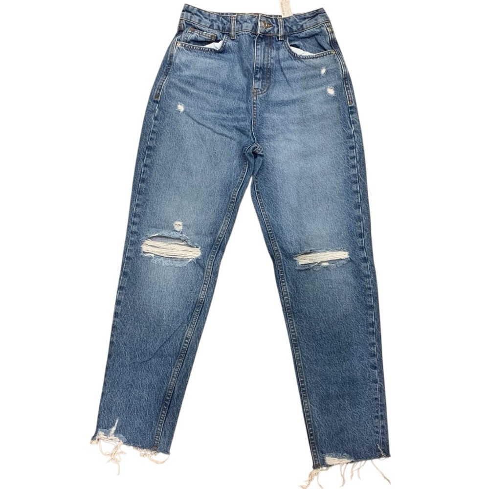 Zara High Rise Mom Distressed Jean
